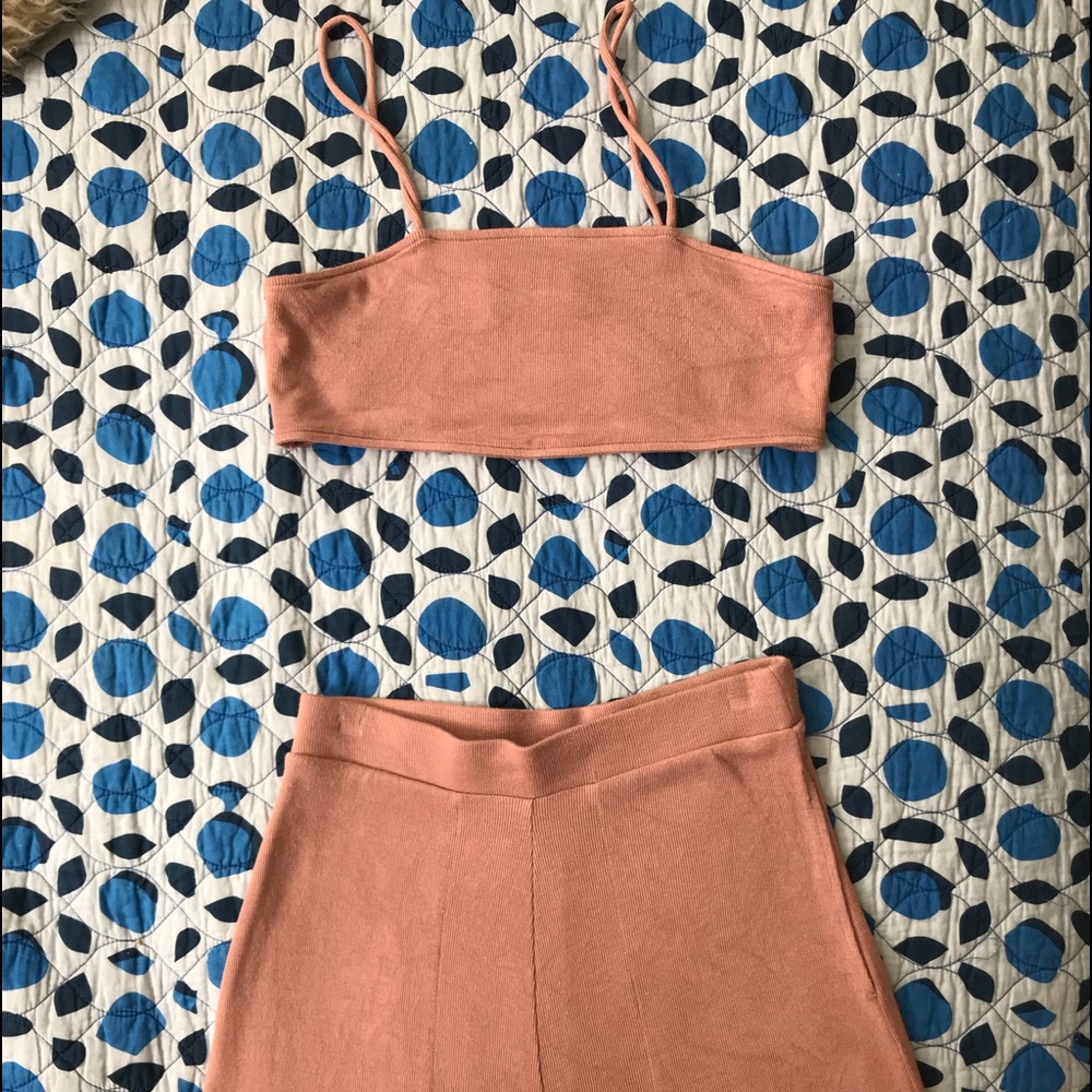 Free People lounge bra and cropped wide leg set